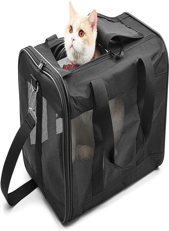 KIKA Pets SPRINGFRAME Carrier Dog Carrier Soft Sided Pet Travel Carrier for Cats, Small Dogs, Kittens or Puppies, Collapsible, Durable, Airline Approved, Travel Friendly Black (L) - Image 1